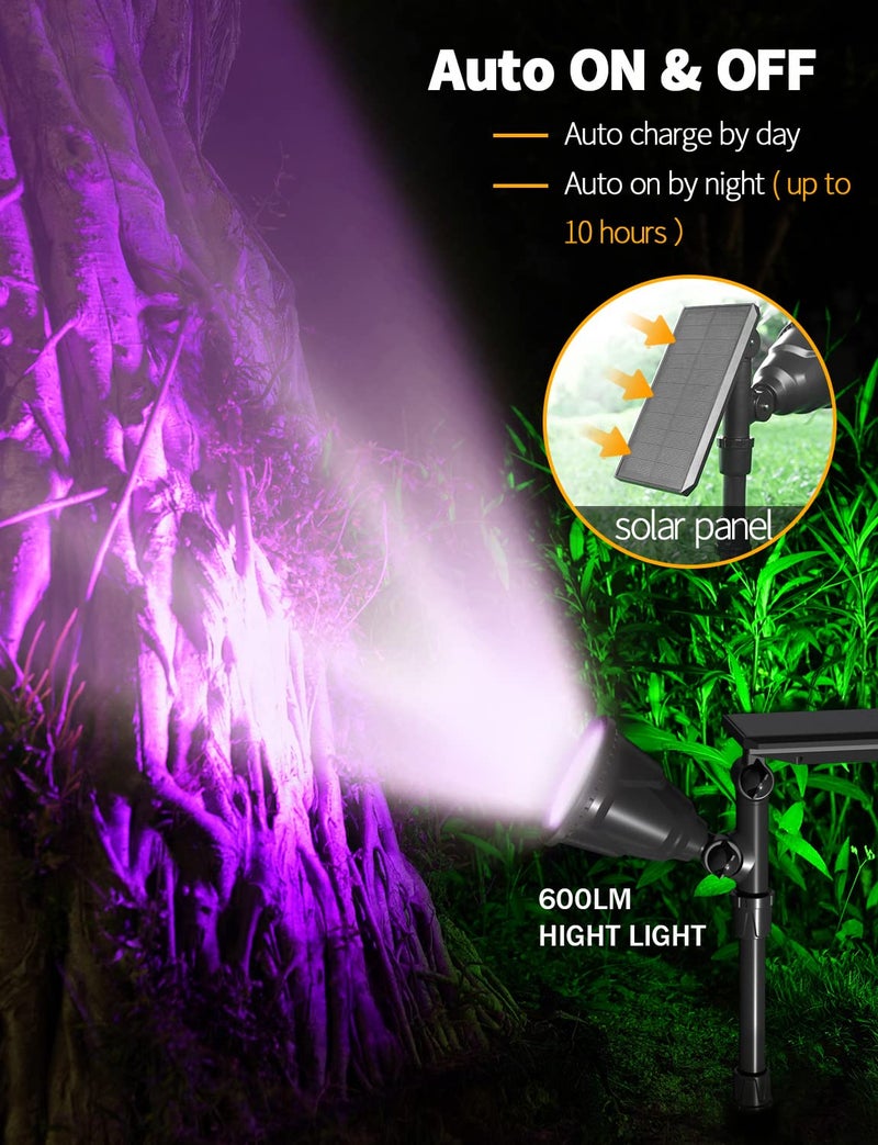 OSORD Solar Outdoor Lights, 9 Modes Color Changing 18 LED Halloween Solar Spot Lights Outdoor Waterproof Spotlight Landscape Light Solar Powered for Garden Yard Tree Flag Patio Christmas(2 Pack) - Image 3